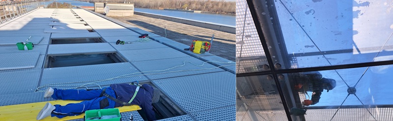 Sonderreinigung mit Sicherheitsseil Glasgrundreinigung Verbund Wien