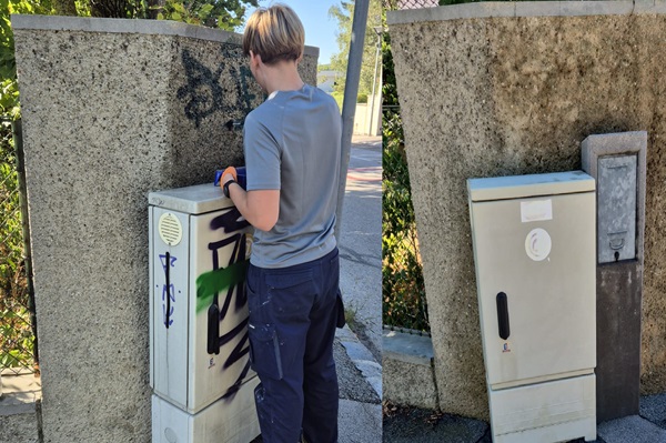 Graffitientfernung Einschulung Ferialpratikant Niederösterreich