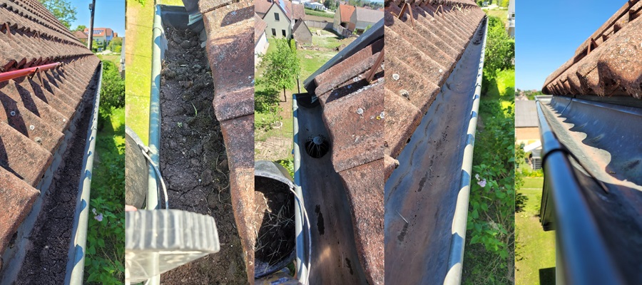 Dachrinnen reinigen vorher nachher Bilder Sonderreinigung