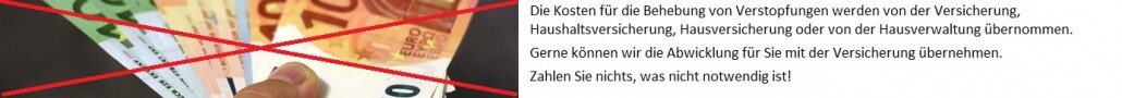 Bargeld Verstopfung zahlt die Versicherung Hausverwaltung Allessauber Kanalservice